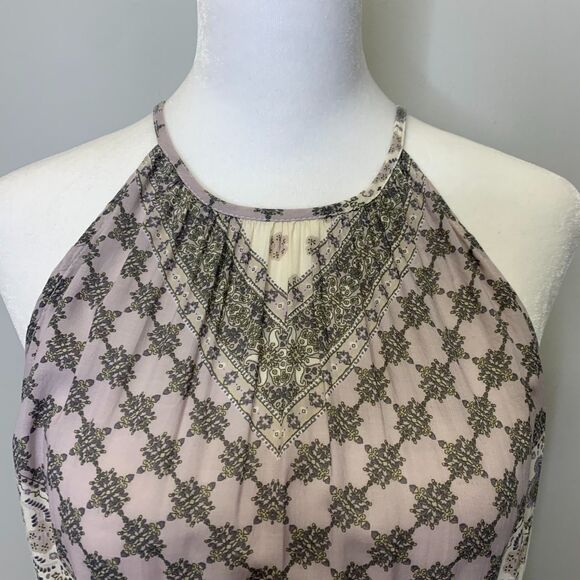 Lucky Brand Womens Halter Maxi Geometric Dress Boho Cottagecore - Picture 5 of 15